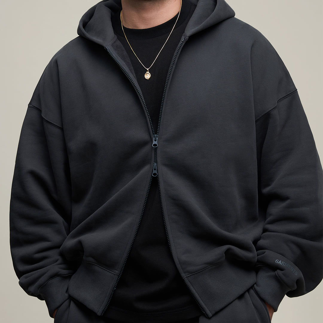 THE PERFECT ZIP HOODIE - SUNFADED ANTHRACITE