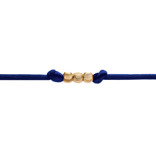 OKRO 14K GOLD BEAD BRACELET - NAVY