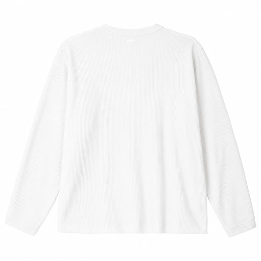 WAFFLE KNIT HENLEY - DOVE WHITE