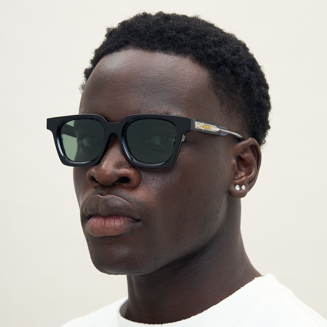LUNA SUNGLASSES - BLACK / DARK JADE GREEN
