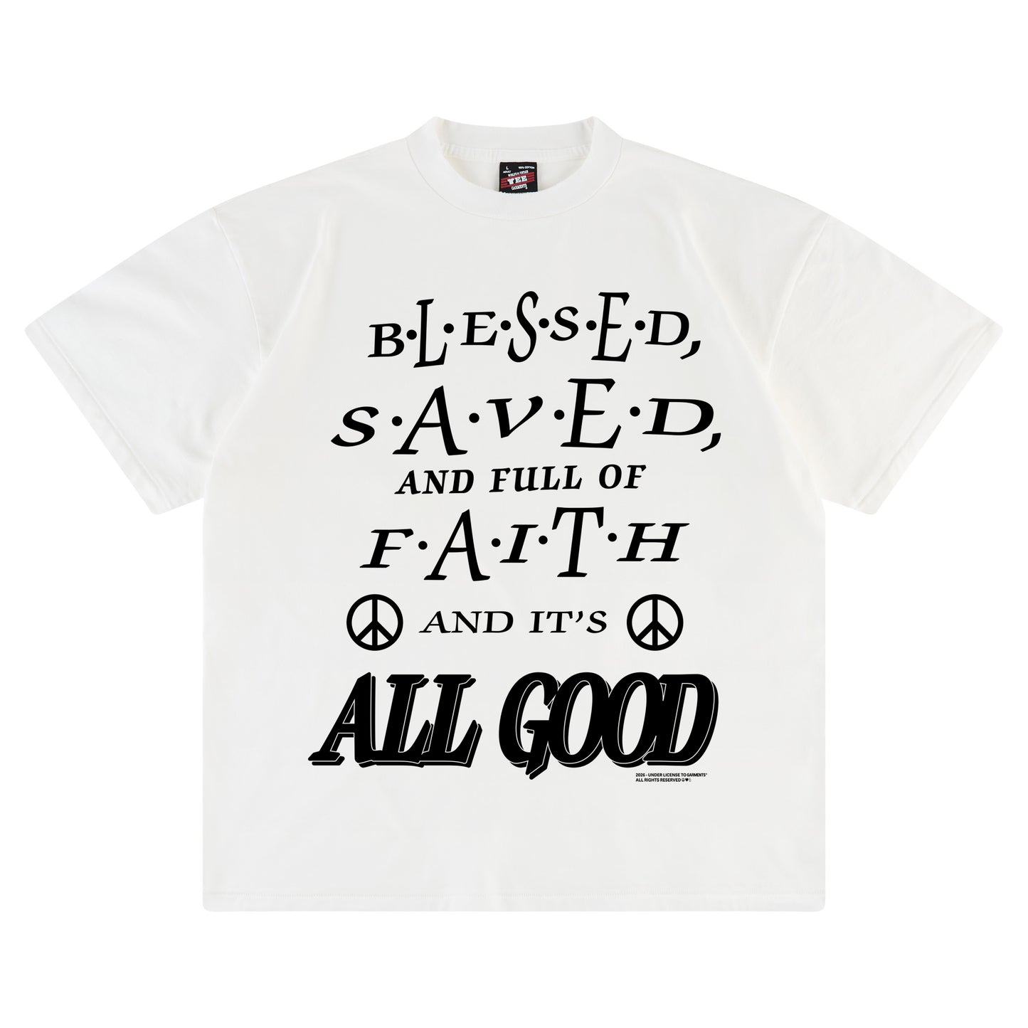 PERFECT VINTAGE TEE - BLESSED SAVED FAITH WHITE