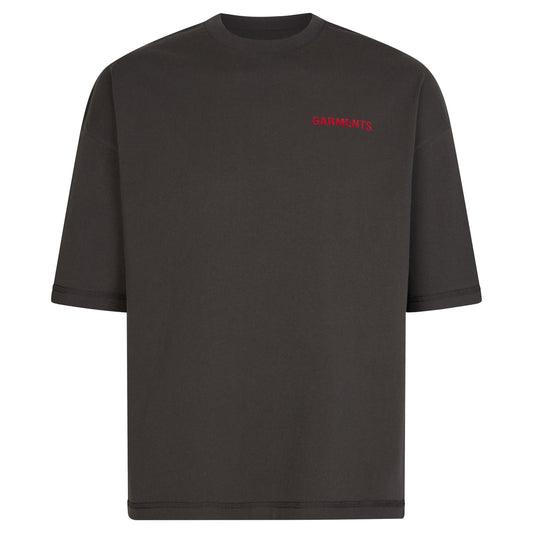 GOD WORKS REVERSIBLE INSIDE OUT TEE - SUNFADED ANTHRACITE / VINTAGE RED