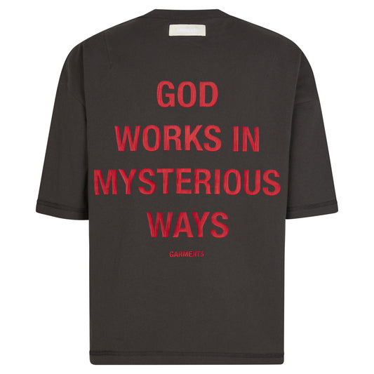 GOD WORKS REVERSIBLE INSIDE OUT TEE - SUNFADED ANTHRACITE / VINTAGE RED