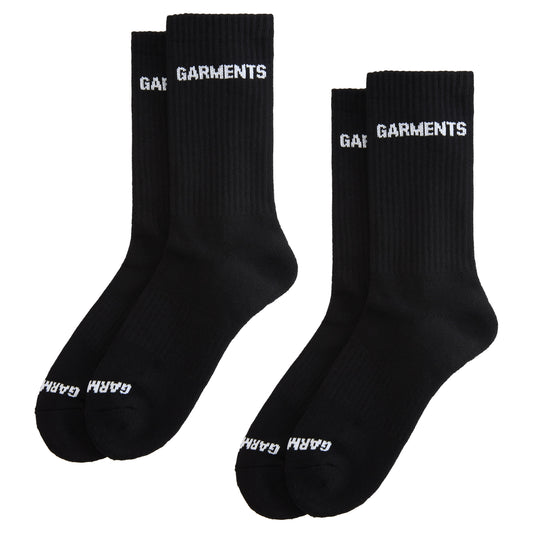 LOGO SOCKS TWO PACK - BLACK