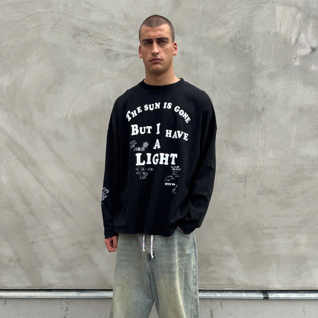 REVERSIBLE LONGSLEEVE - SUN IS GONE WASHED BLACK